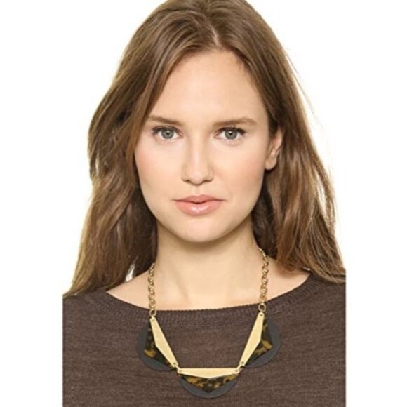 MADEWELL Framecraft Gold Black Tortoise Geometric Statement Necklace - Picture 1 of 7